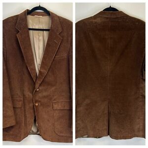 Vintage 44 Retro 70s Anthony Allen Webers Classic Brown Men's Corduroy Blazer